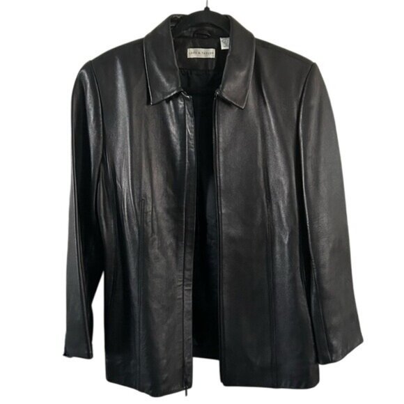 Lord & Taylor Black Leather Jacket Sz 12 Women’s Buttery Soft Classic - Picture 1 of 16
